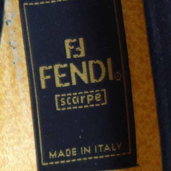 Authentic FENDI Vintage SCARPE Pumps Brown SUEDE Leather Stacked HEELS w/ LOGO! - Picture 7 of 11
